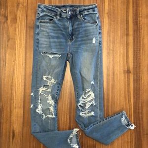 High-rise, distressed jeggings - size 0 Short
